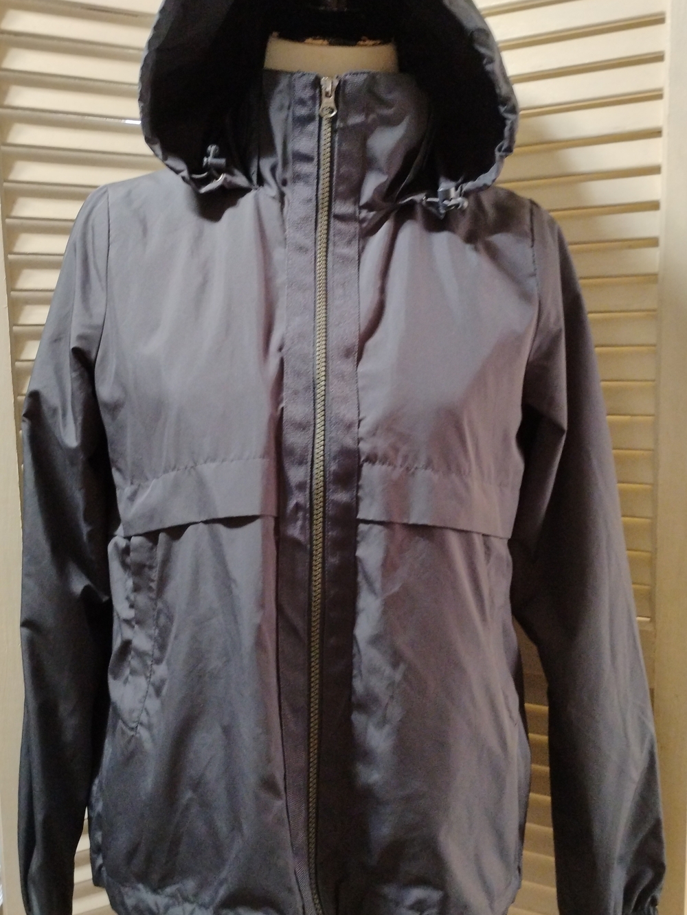 Athletic Works Women's Grey Hooded Windbreaker Jacket